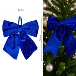 46f06965-6f32-485c-b01a-9849b116ad07-1.jpg Бант декоративний оксамитовий в крапочку 36 см синій