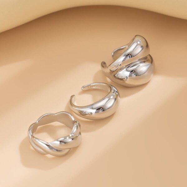 Каблучка жіноча "Геометрична" дута мікс дизайнів срібна/ 1шт (10296)