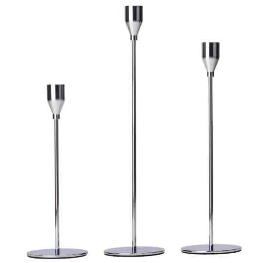 Підсвічник металевий “M” 27 см на ніжці срібний