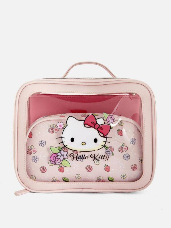 Набір косметичок Primark 3 в 1 "Hello Kitty" прозора-рожева