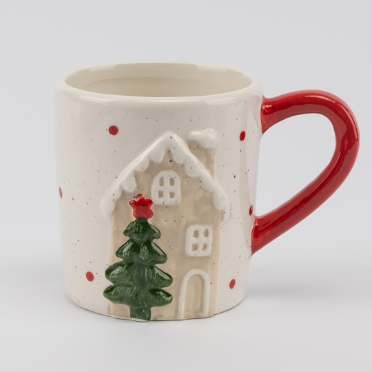 Чашка керамічна Новорічна "Новорічний будиночок" 400 мл