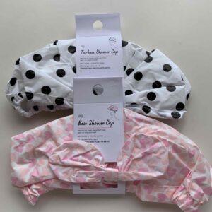 4f8c666e-c140-4eb9-abea-4526b5d659e0.jpg Шапочка для душу Primark "Сердечка з бантиком рожева/Горошок чорно-біла"з мікрофіброю 1 шт