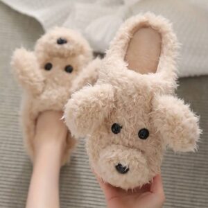 Тапочки-сабо "Собачки" плюшеві беж