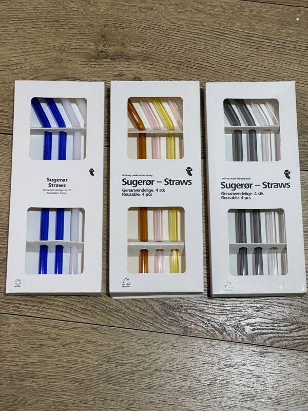 Набір скляних трубочок зі щіточкою Tiger 23 см 4 шт мікс кольорів