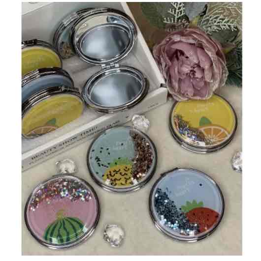 Дзеркальце компактне "Фрукти" кругле сипучі блисківки