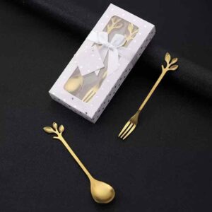 51fd99fe-3d17-42f8-b3bb-101b117efb16.jpg Набір десертний (ложечка та виделка) "Листочки" золотий