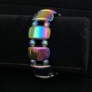 51fffff7-63e1-49c7-b9d5-820fe8558c05.jpg Браслет натур. Гематит з райдужним переливом ланка 19,5х12 мм з кульками стрейч