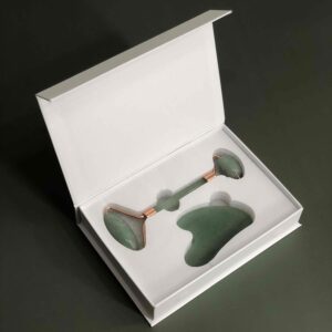 Набір масажерів (Ролик+Гуаша), Зелений Нефрит (натуральний), 2шт