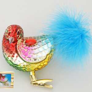 546ec950-8a1f-4ffc-ba18-48cd063cbab5.jpg Ялинкова прикраса "Пташка" кольорова на кліпсі 10 см (скло) (дефект)