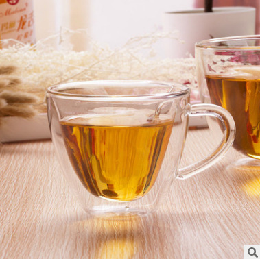 Чашка скляна двошарова Серце, 180 мл