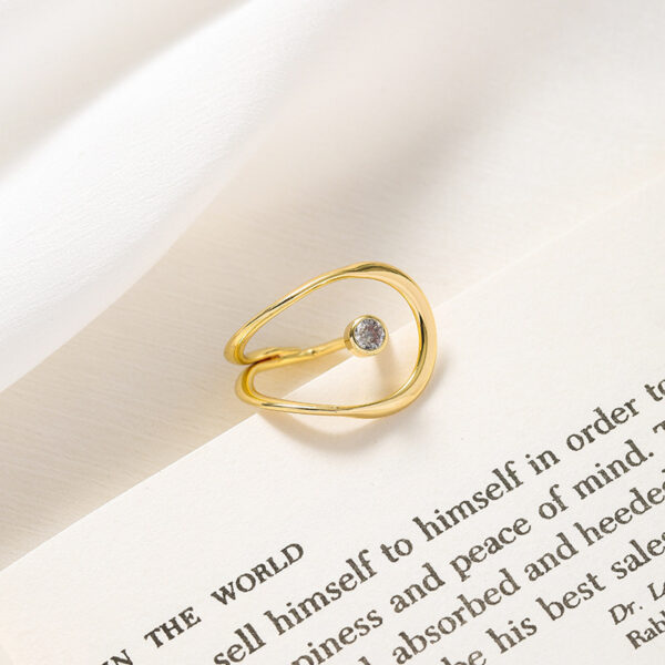 Каблучка жіноча "Геометрична" з камінцем золота (7418)