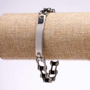 Браслет чоловічий "Гусенична Стрічка" s-10мм нерж. сталь каучук чорний