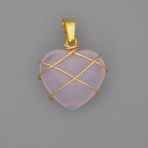 Кулон з натур. кам "Серце в обплетенні" 21х21 мм d-30 мм мікс каменів