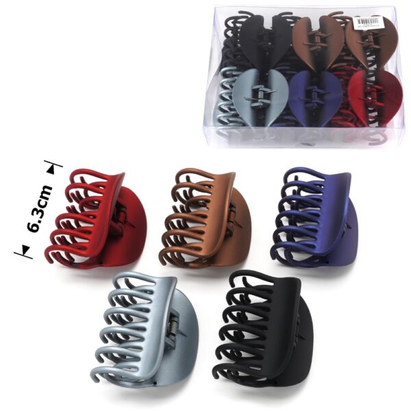 Заколка/ краб для волосся пластикова 6,3 см з подвійними зубцями мікс кольорів