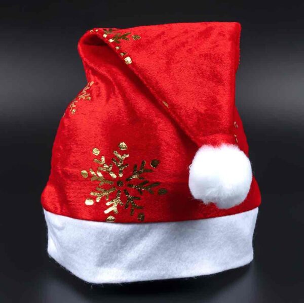 Шапка Новорічна "Дід Мороз" оксамитова золоті сніжинки