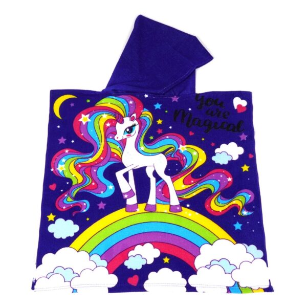 Рушник-Пончо "Єдиноріг" з мікрофібри (60х60 см) синій
