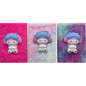 Блокнот А5 плюшевий "Зайчик Melody Kuromi" зі сквішем мікс 80 арк.