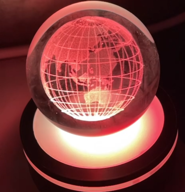 Нічник скляна куля "Глобус" 8 см (змінює кольори)