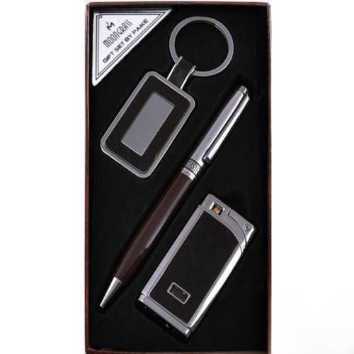 Набір чоловічий подарунковий Moongrass 3 в 1 Ручка/ Брелок/ Запальничка шоколад