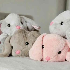 Іграшка-подушка-плед плюшева "Зайчик", рожевий/сірий/беж/коричневий