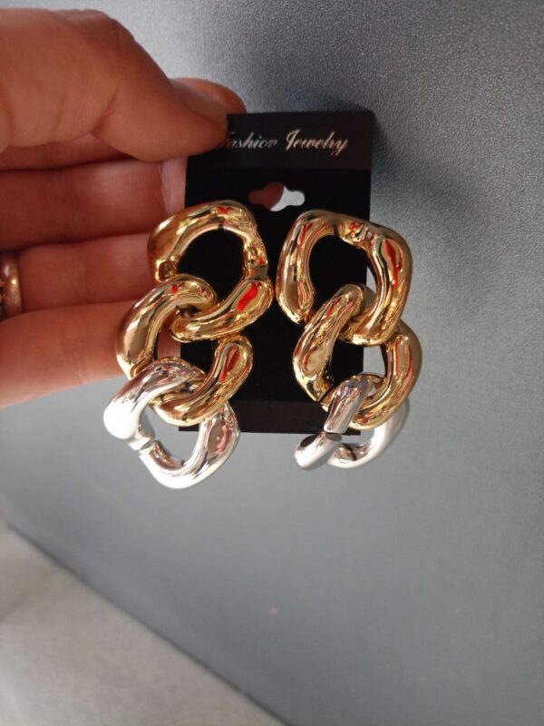 Сережки "Ланцюг" масивні золотий зі срібним (2748)