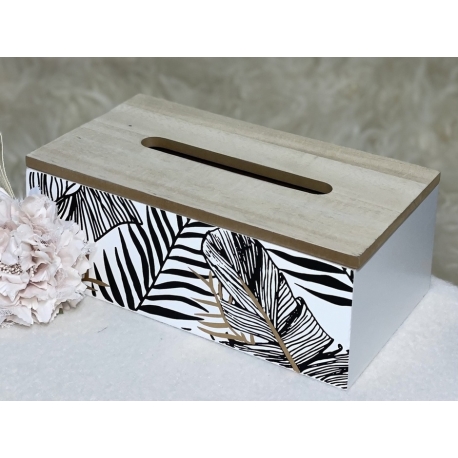 Серветниця прямокутна з дерева "Тропіки" біла з чорним