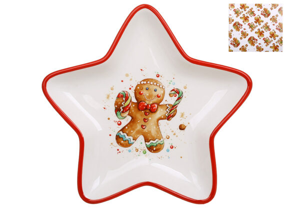 Блюдо керамічне у формі зірки "Пряниковий чоловічок" 21.6*21 см