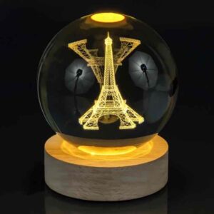 Нічник скляна куля "Ейфілева Вежа" 8 см