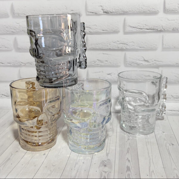 Келих для пива «Череп» золотистий/ хром/ перламутр 500 мл