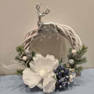 Вінок руч. роб. Новорічний маленький беж