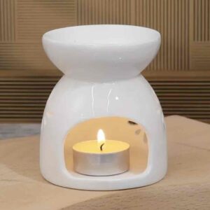 Аромалампа/ Дифузор для підігріву ефірних олій "Квітка" керамічний білий