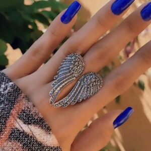 Каблучка жіноча "Крила" ретро срібна (8477)