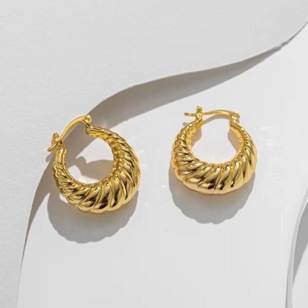 Сережки геометричні кільця вареник золоті (10685)