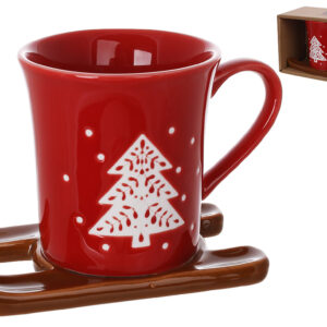 6253d587-3e8e-4306-8981-8957ebae9e8a.jpg Чашка керамічна Новорічна "На санчатах" червона 150 мл