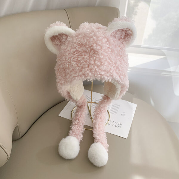 Шапка дитяча з шарфом (2 в 1) "зачик", один розмір, рожева