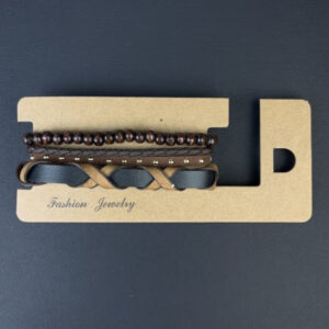 Браслет чоловічий 4 в 1 еко-шкіра на затяжці чорний/коричневий