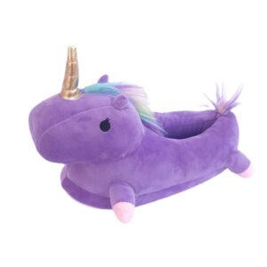 Тапочки дитячі плюшеві єдиноріг, фіолетові, розмір 25-33