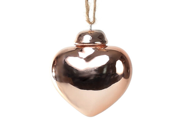 Ялинкова прикраса "Серце" 6,5 см мідне (кераміка)