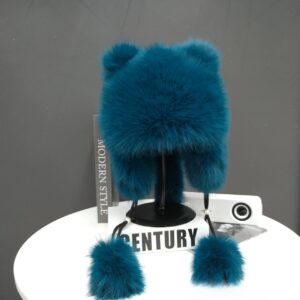 Шапка "Котик" з екохутра морська хвиля