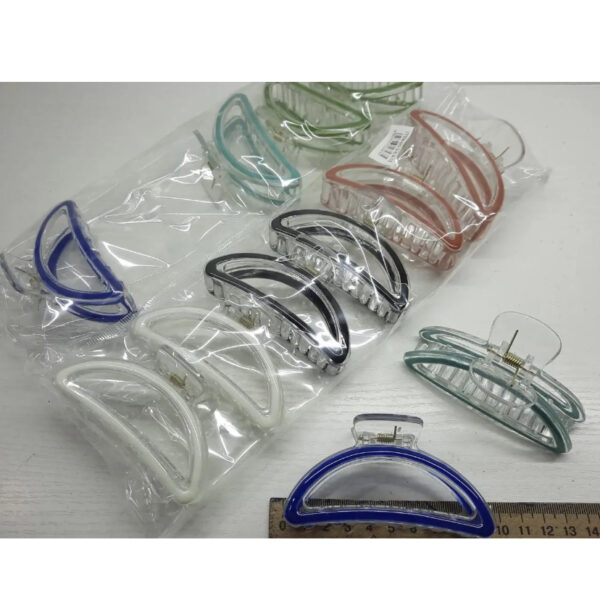 Заколка/краб для волосся пластикова прозоро-кольорова 10 см