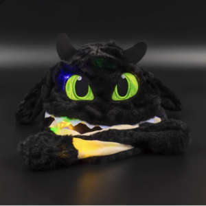 Шапка з рухливими вушками «Дракон Беззубик» та підсвіткою чорний