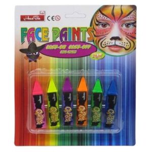 Фарби-олівці "Аквагрим" 6 кольорів неон