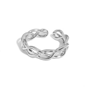 6accc000-443b-4f1f-a6bb-d9c3aa28832c.jpg Каблучка жіноча геометрична абстрактна косичка срібна (8160)