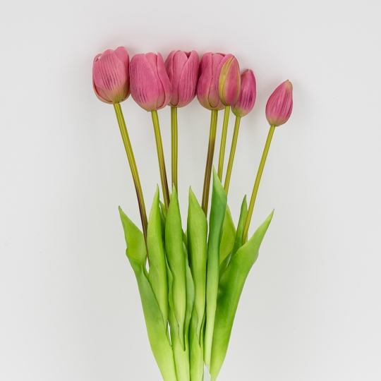 Штучний букет тюльпанів 7 бутонів/ 48 см "Весняна насолода" (латекс) рожевий