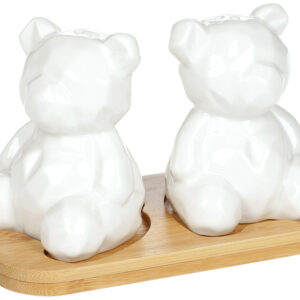 6d34c089-19e8-4091-8dae-6424afce46f0.jpg Набір для спецій "Ведмежата" фарфоровий на бамбукові підставці (сіль/перець)