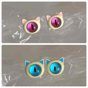 Сережки "Кошачі очі" біло-голубі/біло-рожеві