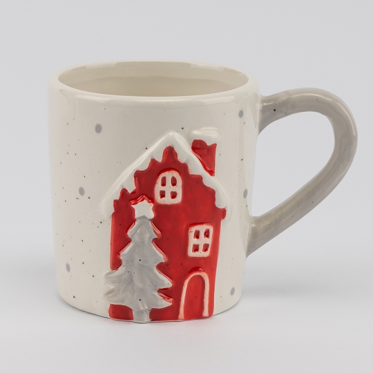 Чашка керамічна Новорічна "Новорічний будиночок" 400 мл
