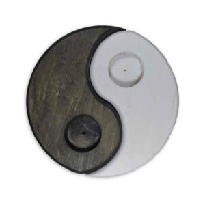 Підсвічник дерев'яний "Інь-Янь" D 15 см чорно-білий