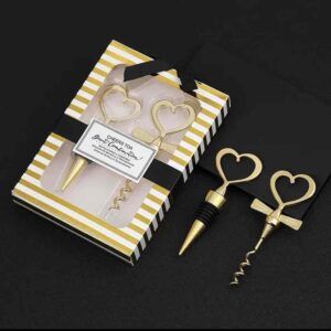 Набір для вина "Серце" (штопор та пробка) золотий