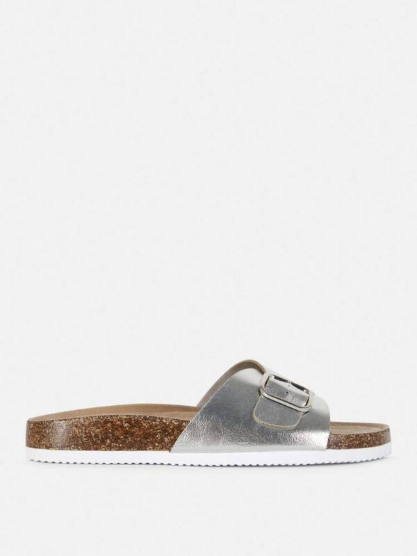 Шльопанці-Сандалі жіночі Primark з пряжкою срібні